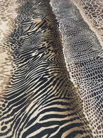 Metallic animal print Lurex fabric with gold shimmer and 4-way stretch spandex blend