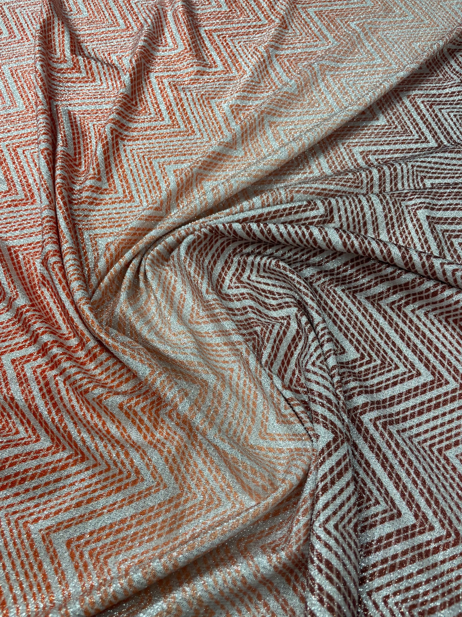 Ombre Zigzag Metalik Simli Lurex Kumaş
