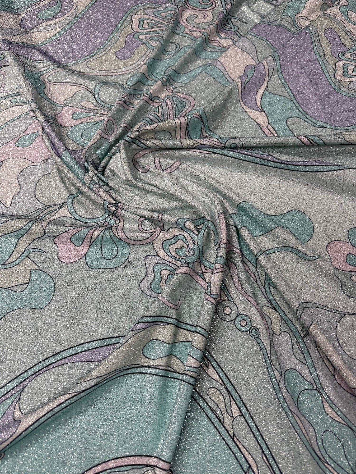 Soyut Pastel Desen Simli Lurex Kumaş