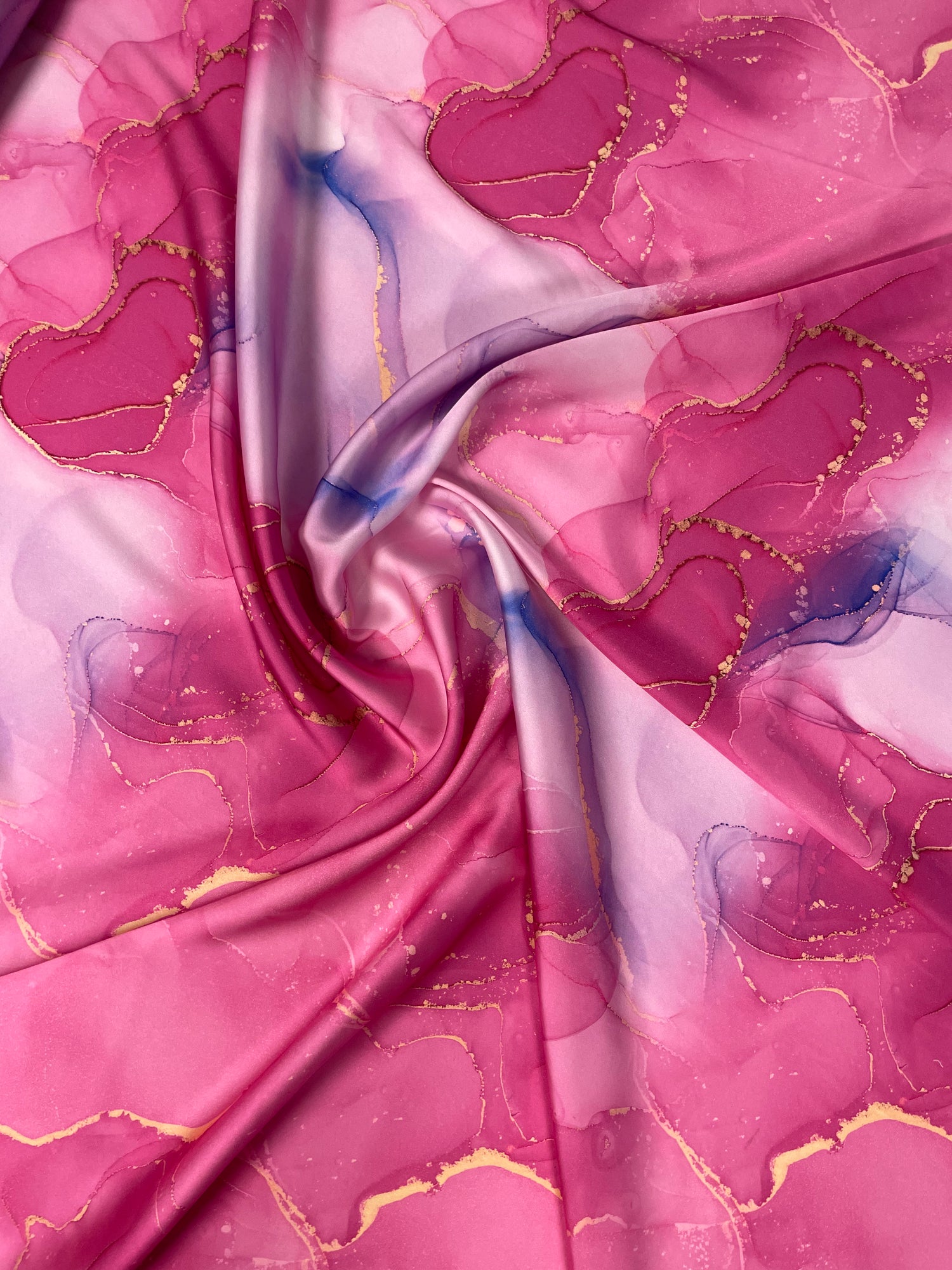 Pembe Suluboya Mermer Desen Saten Kumaş