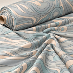 Abstract Baby Blue Swirl Fabric by the Metre - Whotex Fabrics London