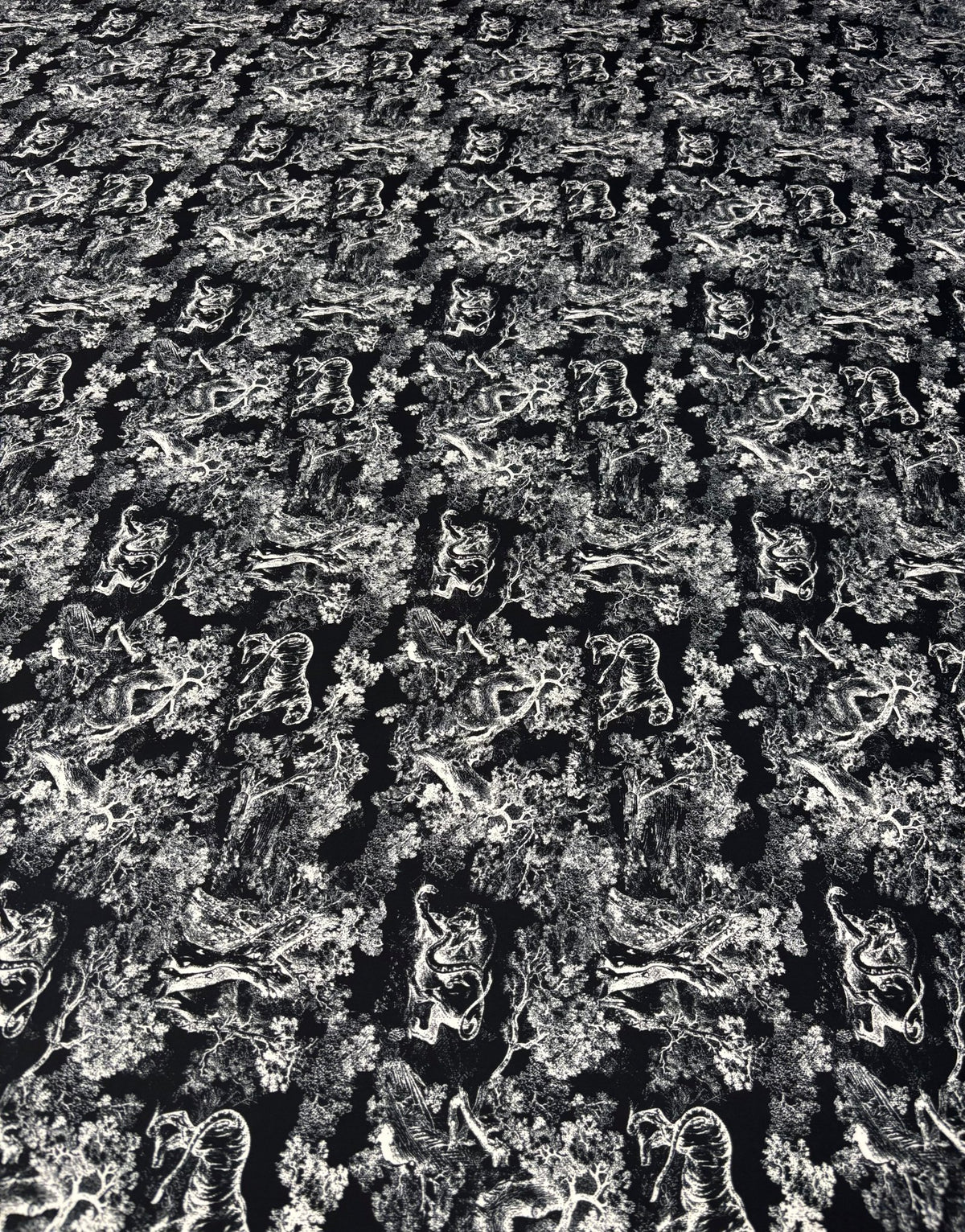 Abstract Black & White Crepe Fabric by the Metre - Whotex Fabrics London