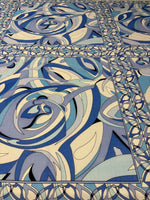 Abstract Blue Crepe Fabric by the Metre - Whotex Fabrics London