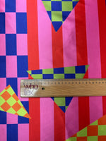 Abstract Geometric Lycra Satin Fabric by the Metre - Whotex Fabrics London