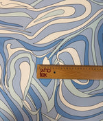 Abstract Pattern Blue and Grey Stretch Scuba Fabric by the Metre - Whotex Fabrics London