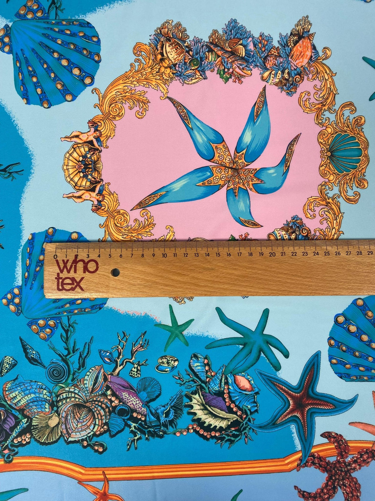 Baby Blue Oyster Sea Shell Fabric – Multiple Fabric Options, Sold by Metre - Whotex Fabrics London