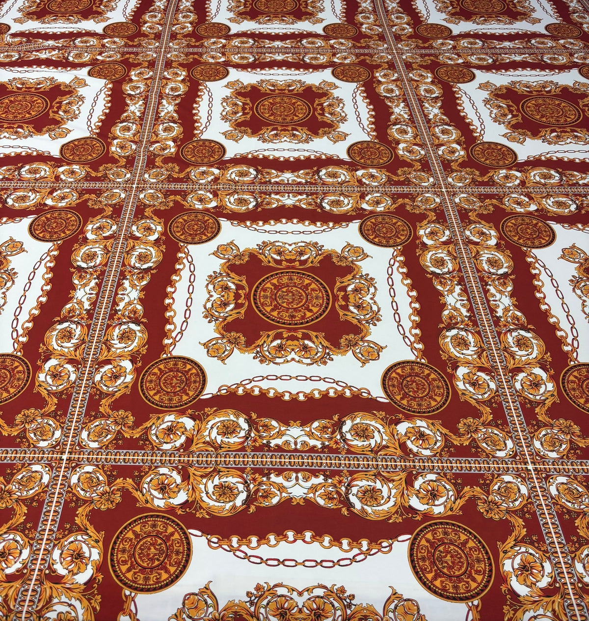 Baroque Chain Print Crepe Fabric by the Metre - Whotex Fabrics London