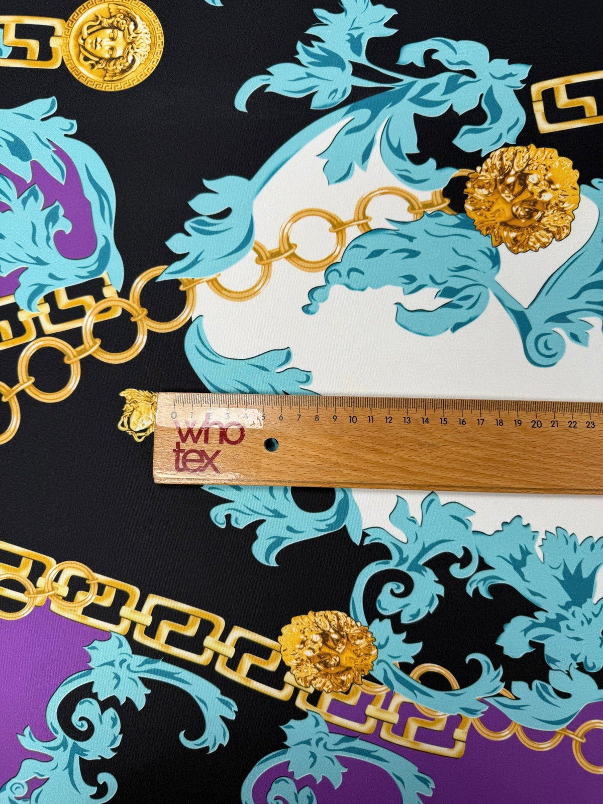Baroque Chain Print Lycra Stretch Fabric by the Metre - Whotex Fabrics London