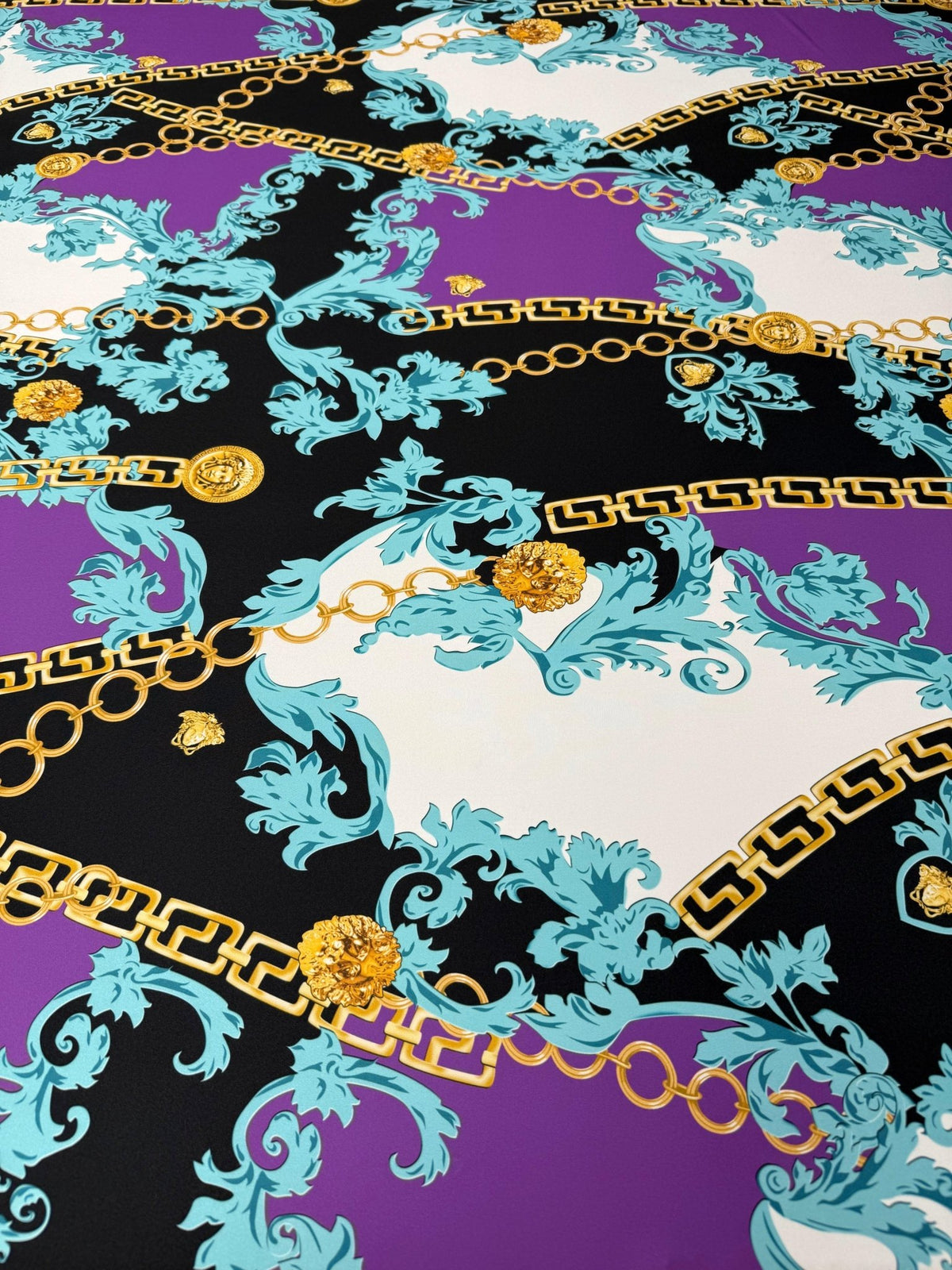 Baroque Chain Print Lycra Stretch Fabric by the Metre - Whotex Fabrics London