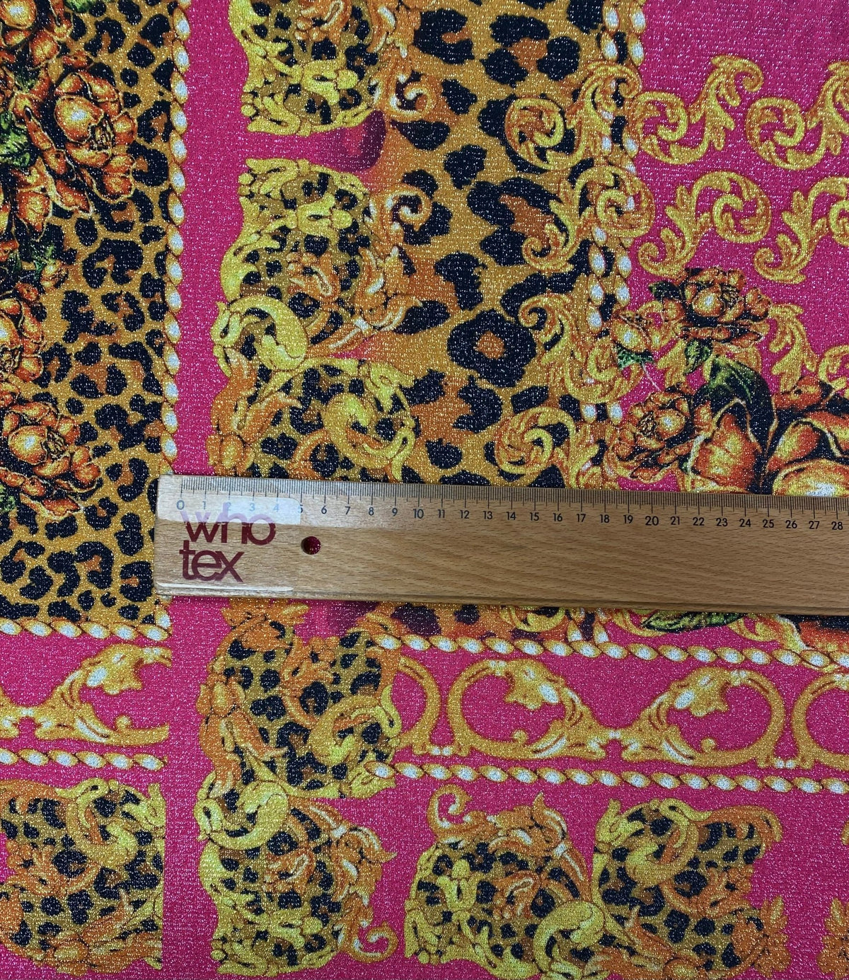 Baroque Leopard Lurex Fabric by the Metre - Whotex Fabrics London