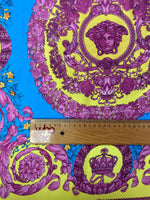 Baroque Medallion Print Satin Fabric by the Metre - Whotex Fabrics London
