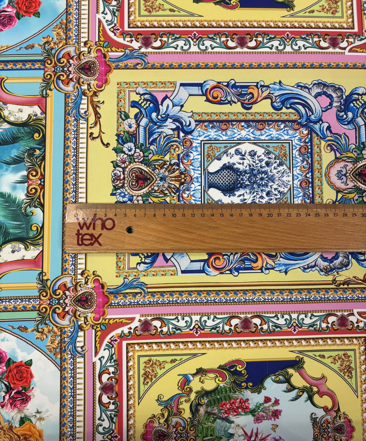 Baroque Panel Print Crepe Fabric by the Metre - Whotex Fabrics London