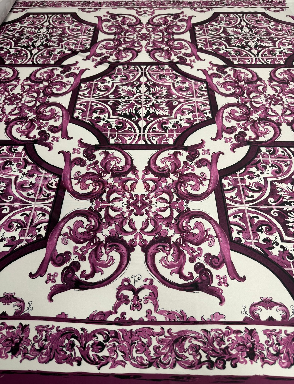 Baroque Pattern Spandex Fabric by the Metre - Whotex Fabrics London
