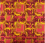 Baroque Pink & Gold Fabric – Luxury Ornate Greek Key Print by the Metre - Whotex Fabrics London