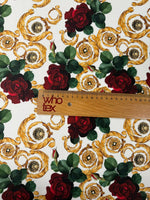 Baroque Rose Print Spandex Fabric by the Metre - Whotex Fabrics London