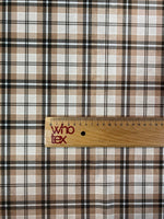 Beige & Black Check Velvet Fabric by the Metre - Whotex Fabrics London