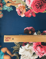Black Floral Fabric with Angel Detail – Elegant Print - Whotex Fabrics London