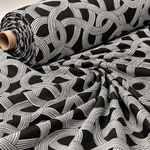 Black Geometric Pattern Fabric by the Metre - Whotex Fabrics London