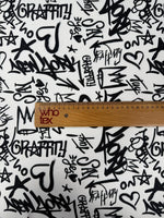Black Graffiti Upholstery Fabric - Whotex Fabrics London