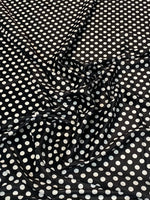 Black Polka Dot Stretch Velvet Fabric by the Metre - Whotex Fabrics London