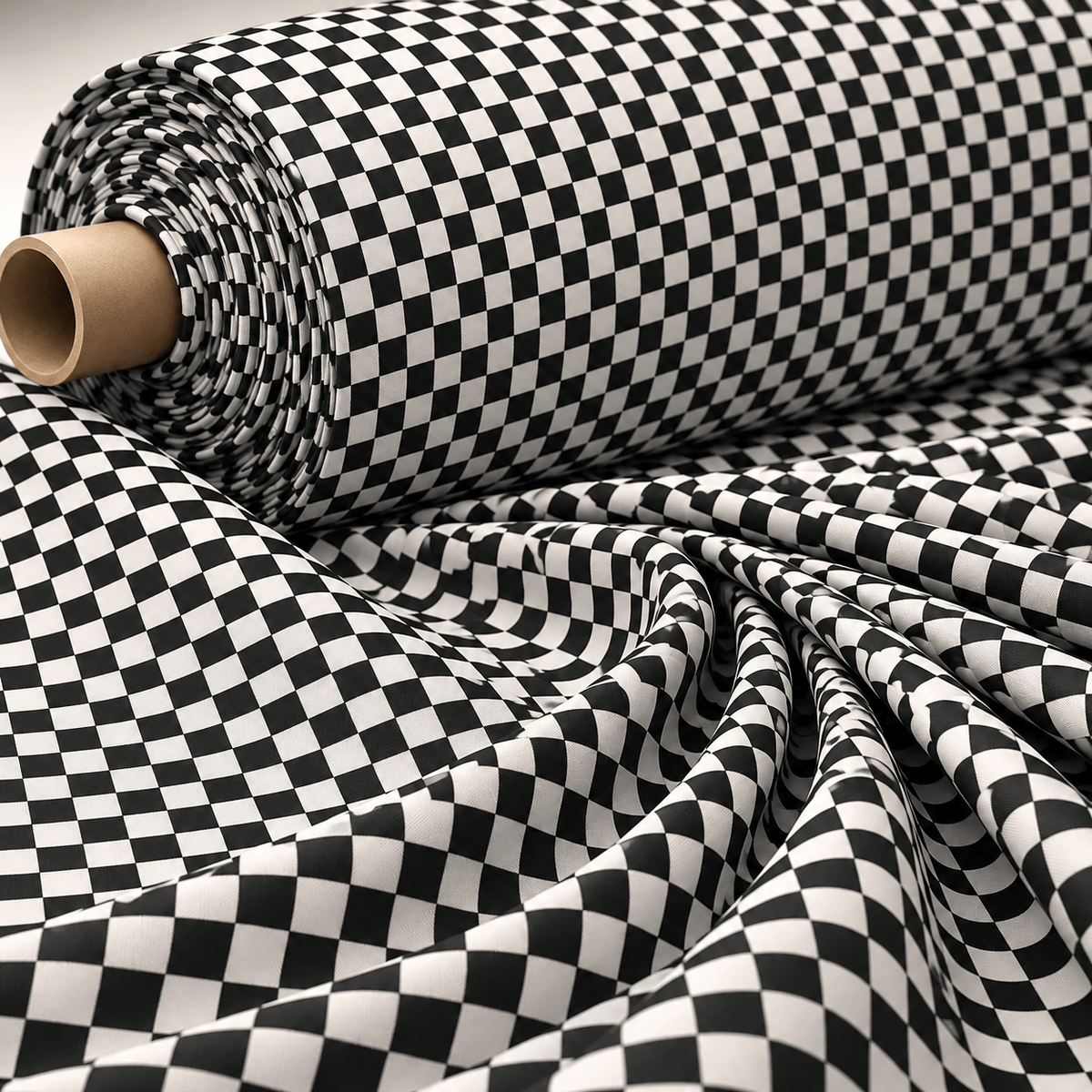 Black & White Checkerboard Lycra Stretch Fabric by the Metre - Whotex Fabrics London