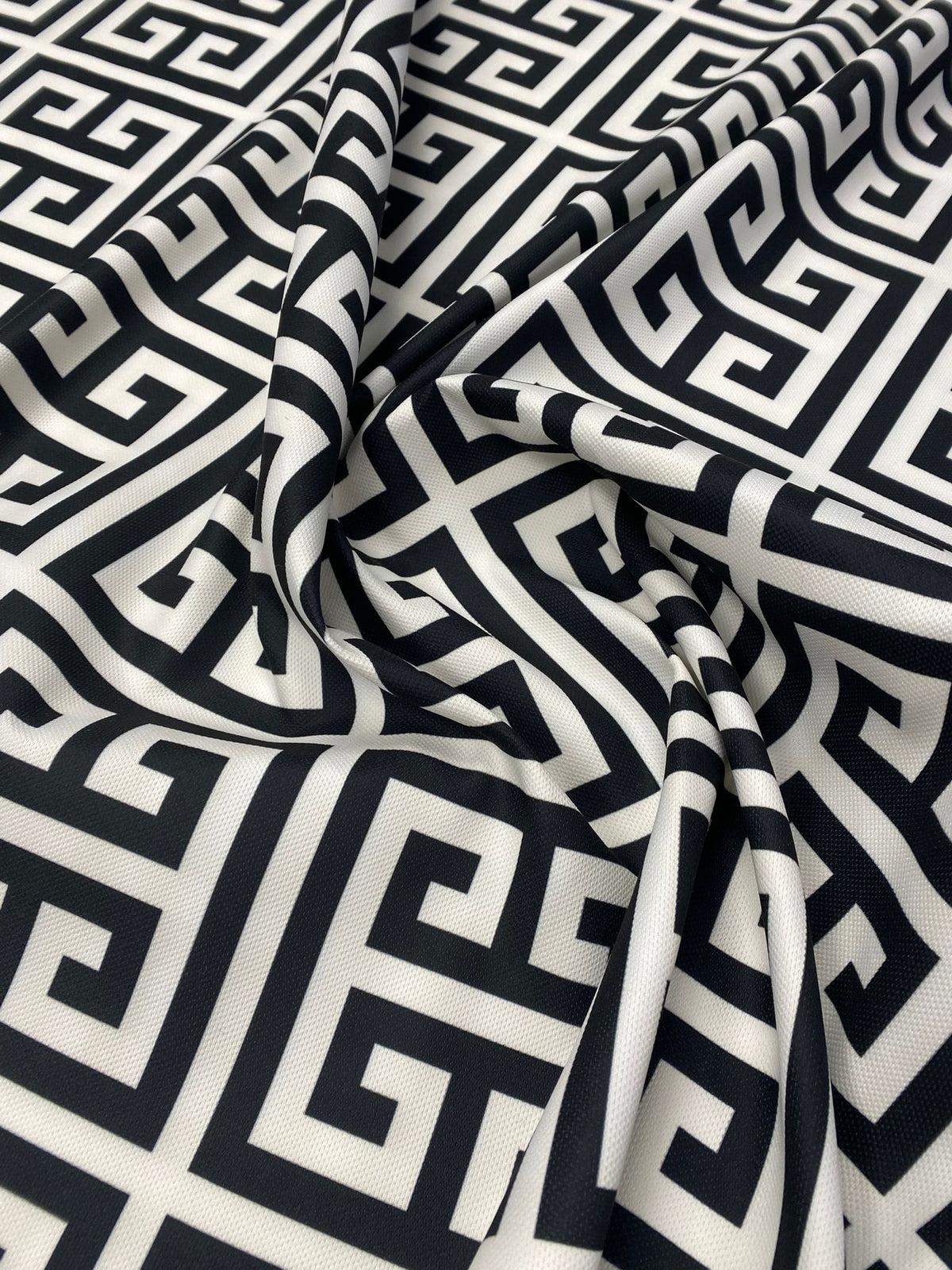 Black & White Geometric Upholstery Fabric by the Metre - Whotex Fabrics London