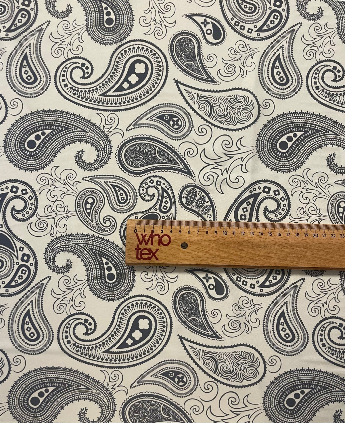 Black & White Paisley Fabric – Classic Boho Pattern by the Metre - Whotex Fabrics London