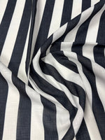 Black & White Stripe Linen Fabric by the Metre - Whotex Fabrics London