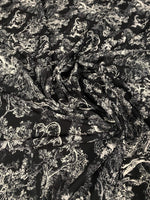Black Wild Forest Pattern Fabric – Available in Satin, Crepe, Spandex & Chiffon | By Metre - Whotex Online Fabric Store