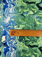 Blue and Green Pattern Abstract Wave Fabric – Fabric by Metre, Multiple Options for Sewing & Dressmaking - Whotex Fabrics London