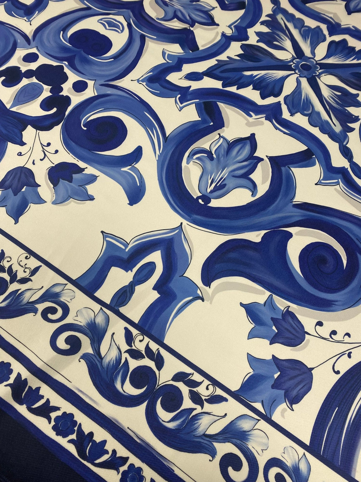 Blue and White Baroque Floral Print Fabric – Fabric by Metre, Multiple Options for Sewing & Dressmaking - Whotex Fabrics London