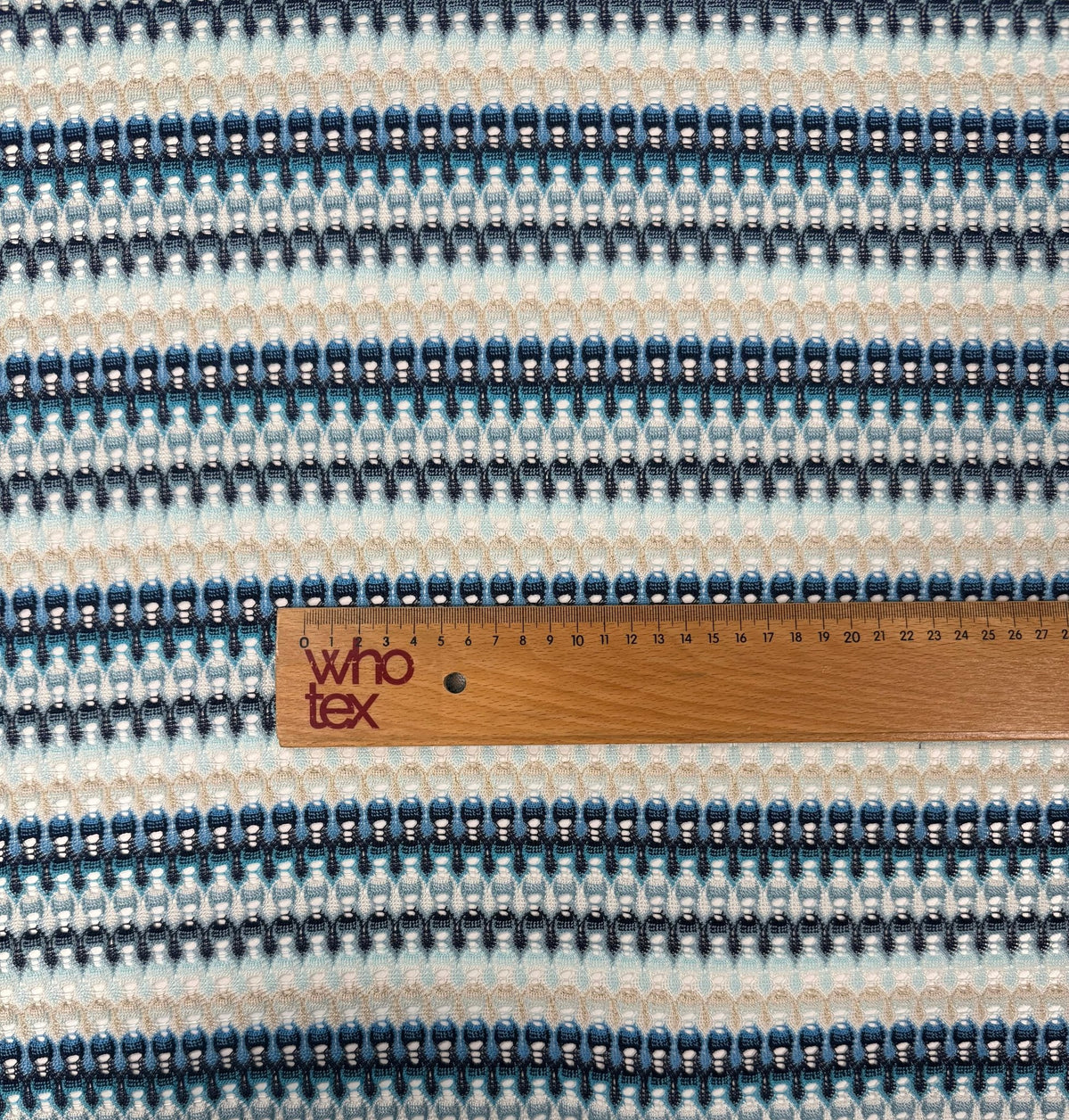Blue Beige Metallic Mesh Fabric by the Metre - Whotex Fabrics London