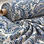 Blue Paisley Print Fabric - Whotex Fabrics London