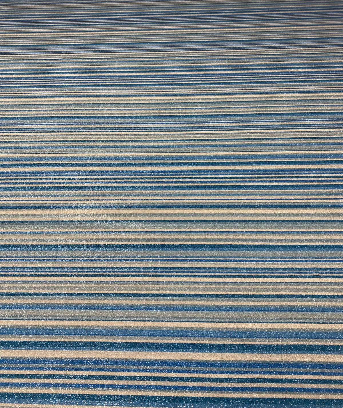 Blue Striped Lurex Fabric by the Metre - Whotex Fabrics London