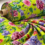 Bold Floral Satin Fabric by the Metre - Whotex Fabrics London