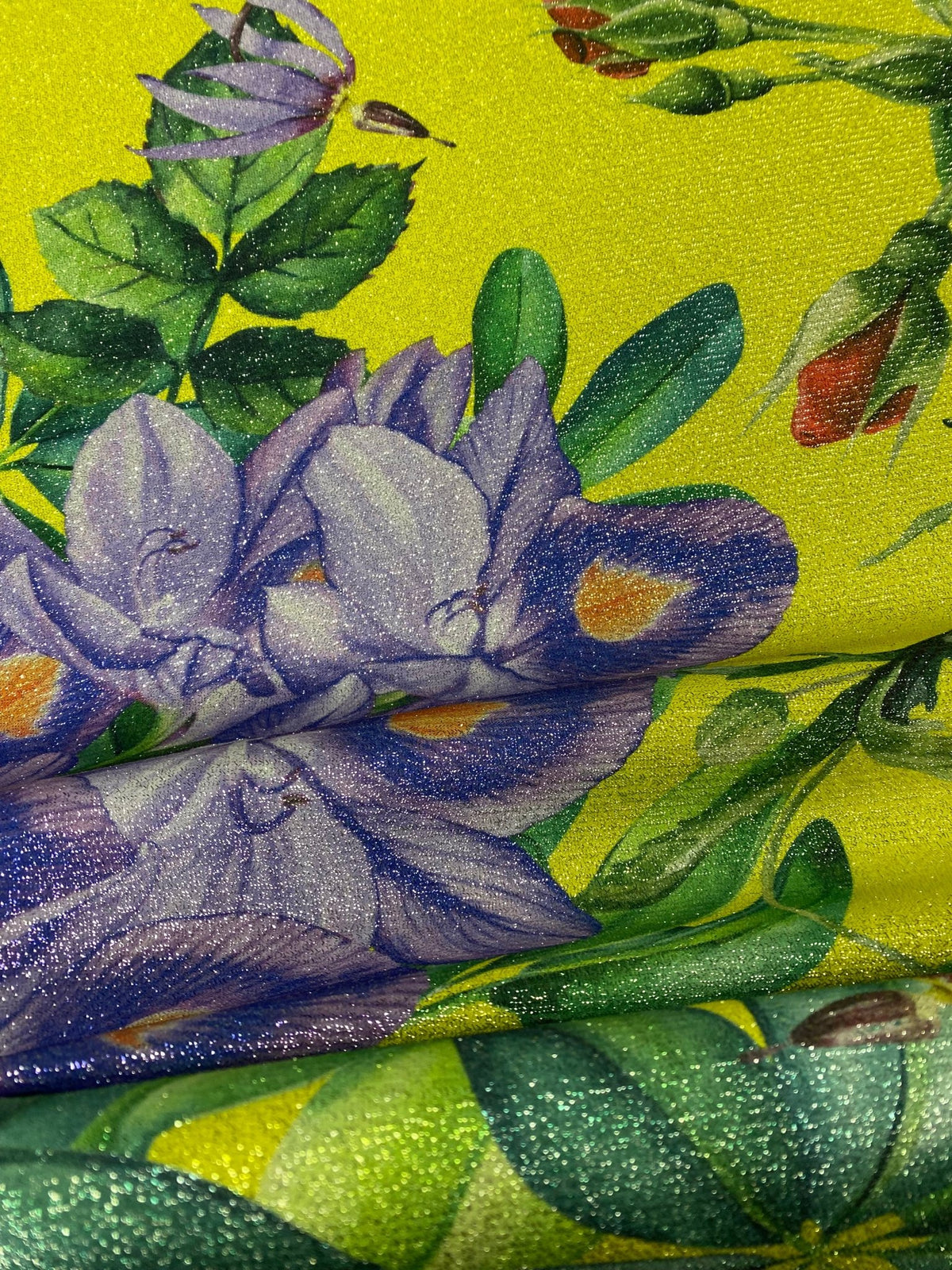 Bright Yellow Rose Floral Fabric by the Metre - Whotex Fabrics London