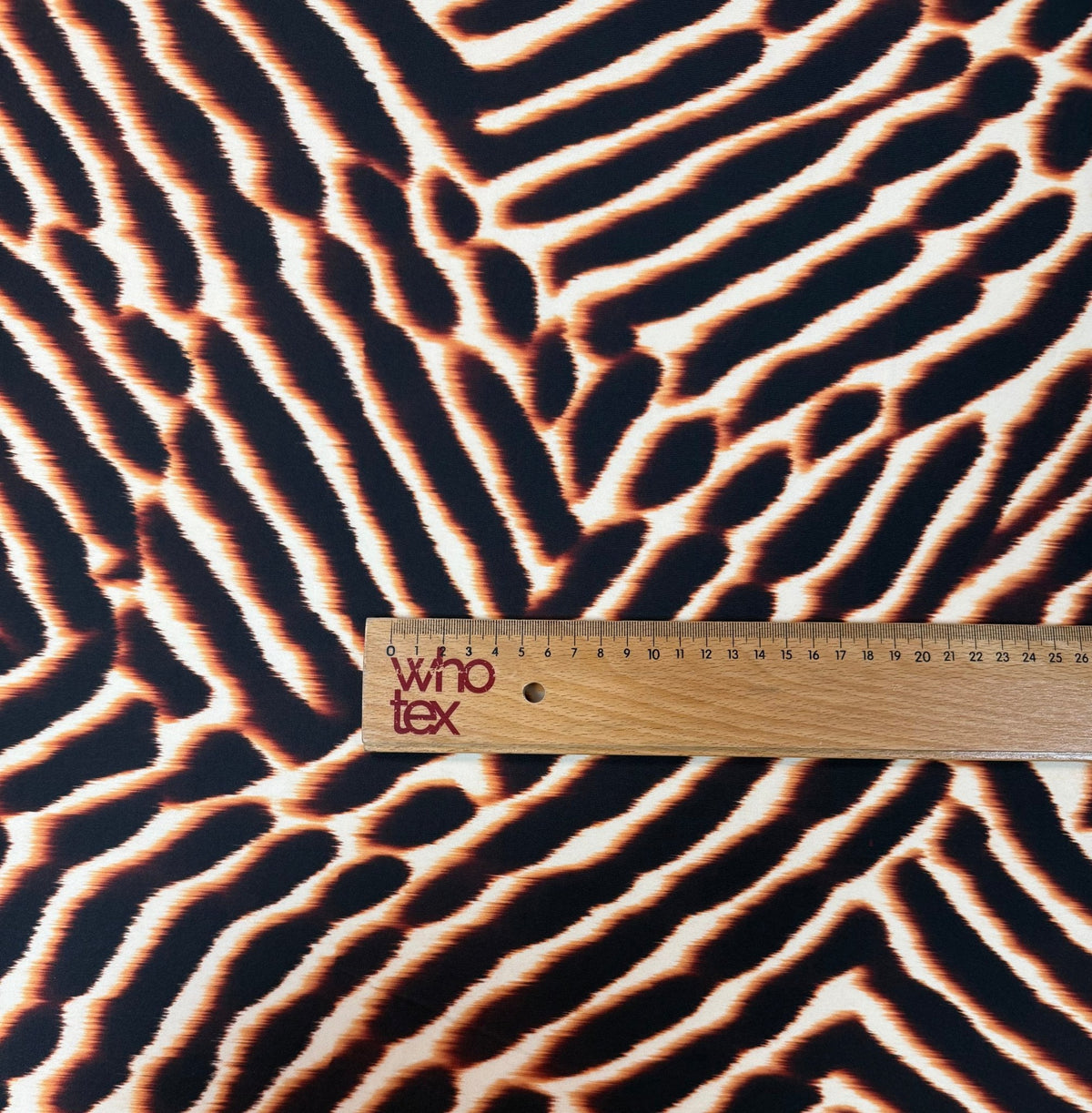 Brown and Black Animal Stretch Scuba Fabric by the Metre - Whotex Fabrics London