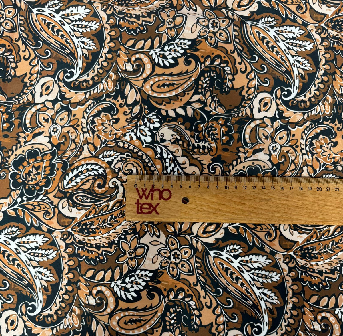 Brown & Beige Paisley Print Fabric by the Metre | Dressmaking - Whotex Fabrics London