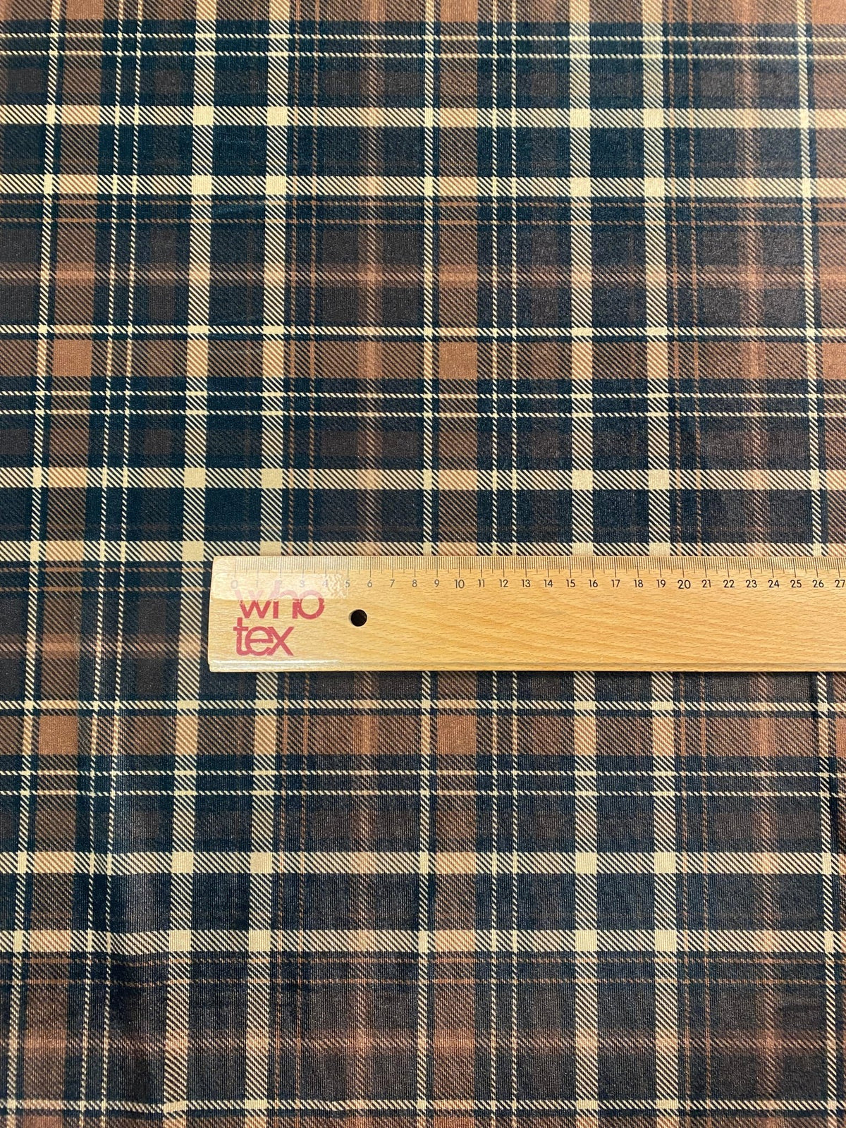 Brown & Black Check Velvet Fabric by the Metre - Whotex Fabrics London
