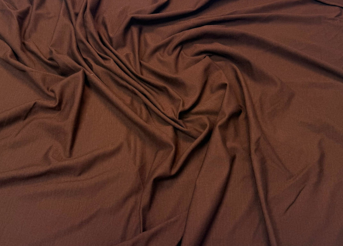 Brown Soft Stretch Viscose Jersey Fabric - Whotex Fabrics London