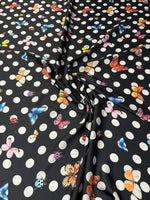 Butterfly Polka Dot Satin Fabric by the Metre - Whotex Fabrics London