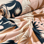 Celestial Abstract Print Fabric in Blush & Black by the Metre - Whotex Fabrics London