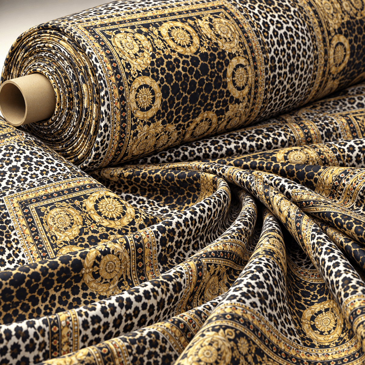 Chain Print Lycra Satin Fabric by the Metre - Whotex Fabrics London