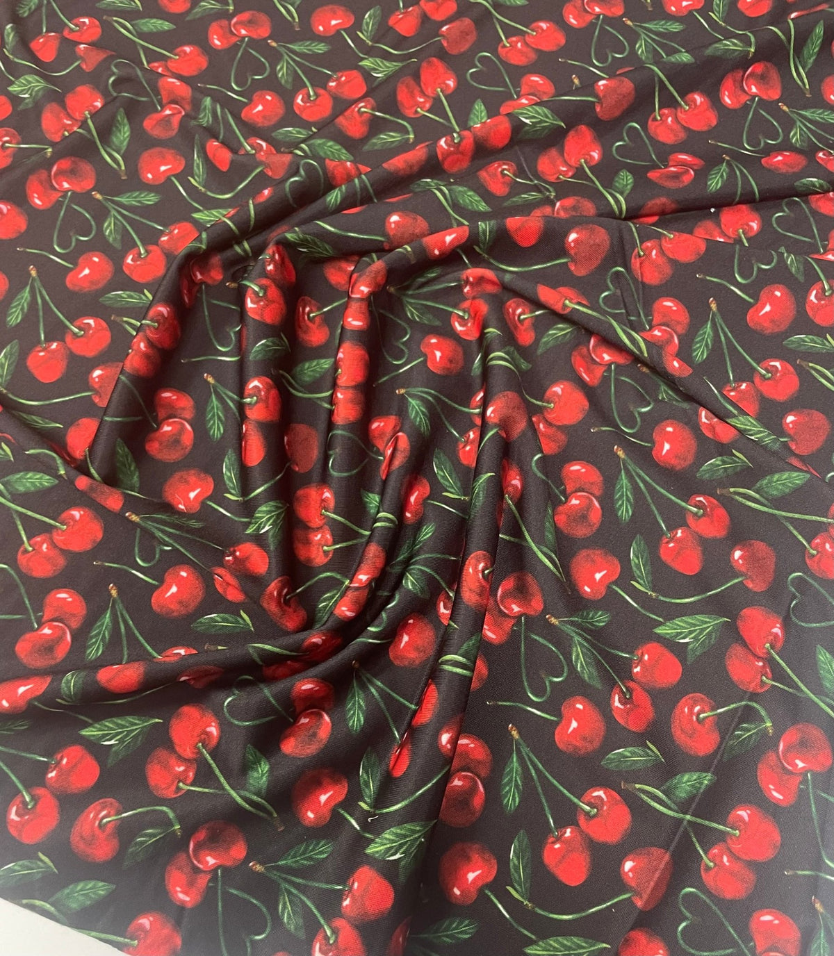 Cherry Print Fabric – Retro Red Fruit Pattern by Metre - Whotex Fabrics London