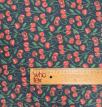 Cherry Print Lurex Fabric by the Metre - Whotex Fabrics London