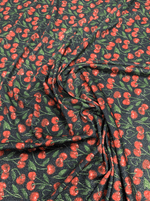Cherry Print Lurex Fabric by the Metre - Whotex Fabrics London