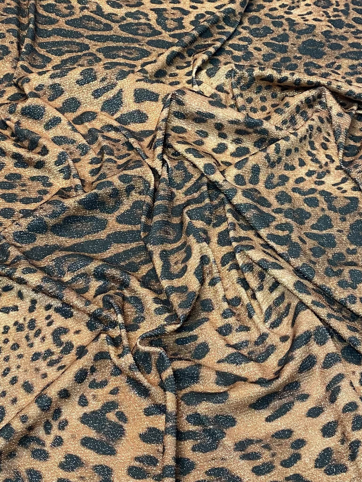Classic Leopard Print Lurex Fabric by the Metre - Whotex Fabrics London