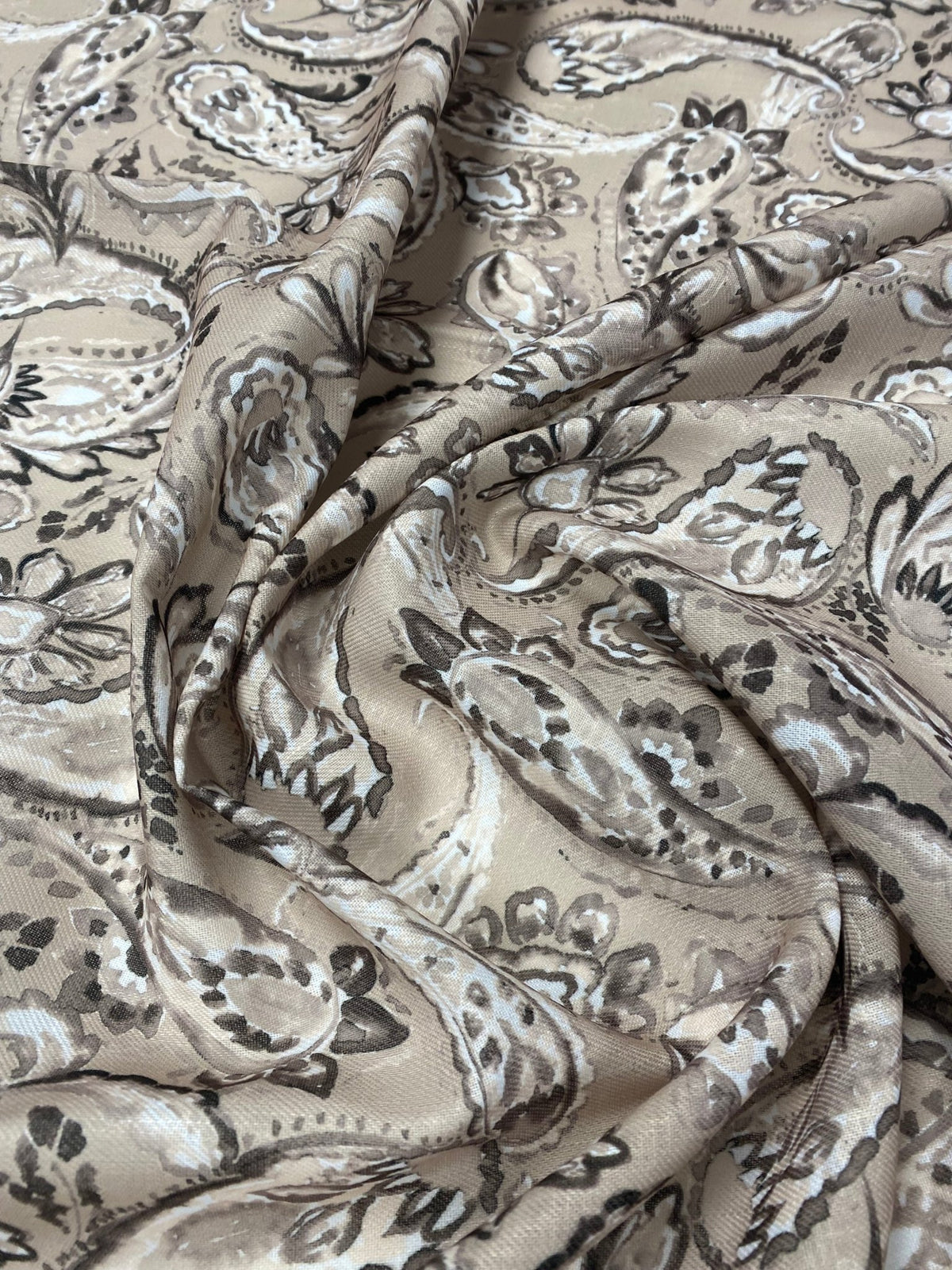 Classic Paisley Linen Fabric by the Metre - Whotex Fabrics London