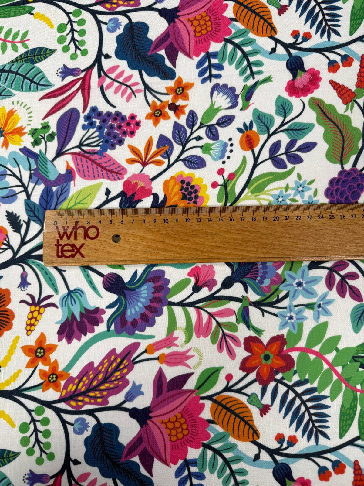 Colourful Floral Linen Fabric by the Metre - Whotex Fabrics London