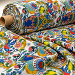Colourful Floral Poly Linen Fabric by the Metre - Whotex Fabrics London